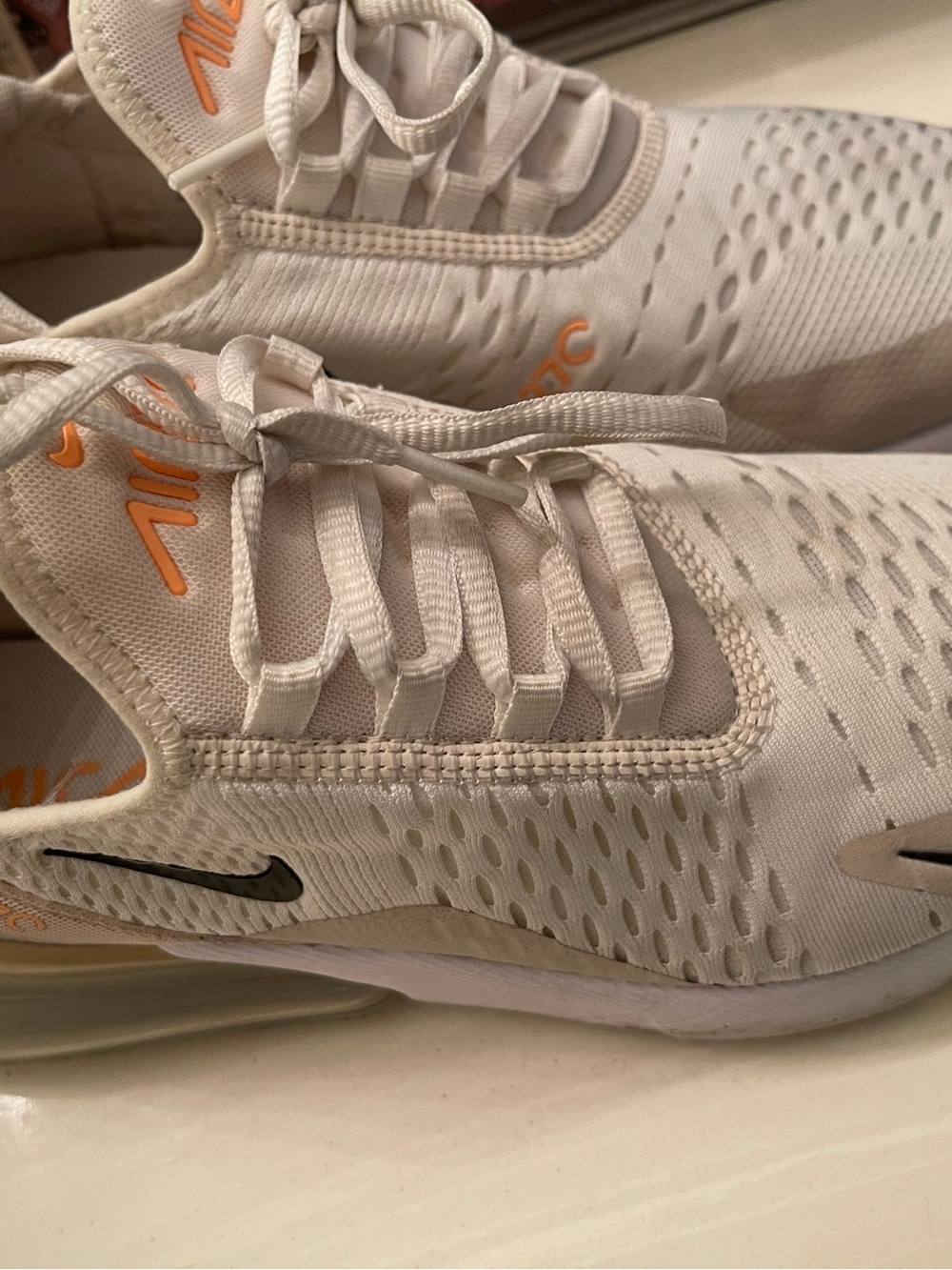Nike White and Orange Low-Top Men's Running Sneakers